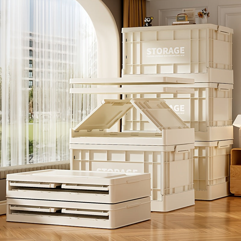 Industrial style folding storage box, convenient lid storage box with wheels, multi-functional mobile storage cabinet