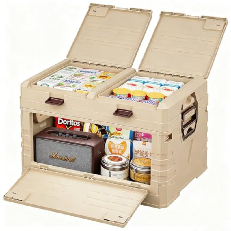 60L Foldable Storage Box with handles Double-Layer Storage Box with Lids ideal