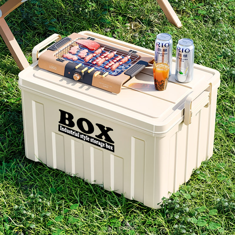 1pc Large Heavy-Duty Plastic Outdoor Storage Box with Snap-Lid