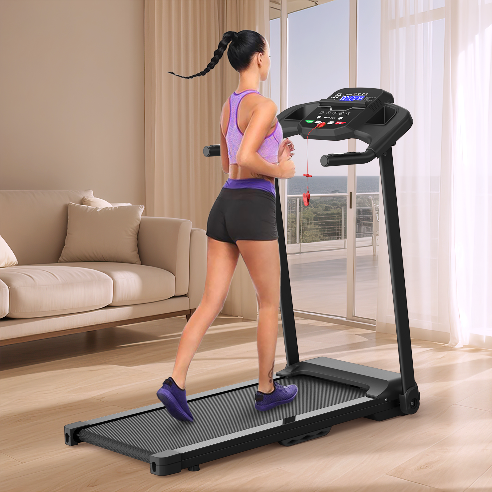 2.5HP Foldable Treadmill for Home Gym, Electric Running Walking Machine