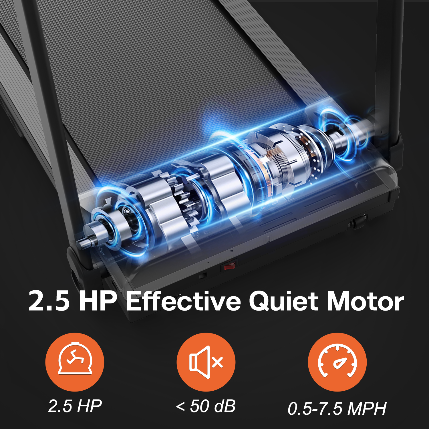 2.5HP Foldable Treadmill for Home Gym, Electric Running Walking Machine