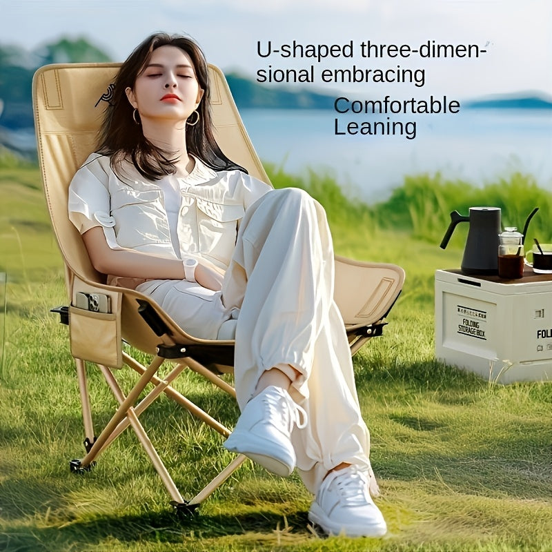 Aoran'S 2pcs Portable Folding Moon Chair Features a High Back And Is Made from Durable Iron Alloy