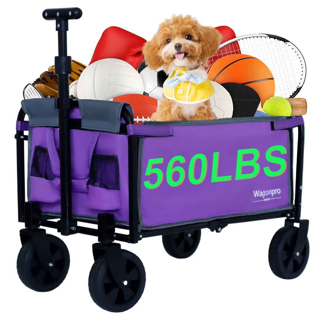 Convertible Folding Camping Wagon Cart, All-in-One Heavy-Duty Fabric Utility Cart with Bench Seat