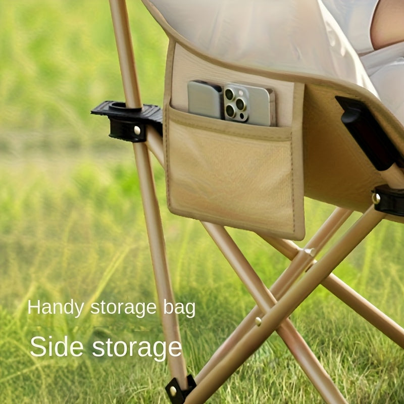 Aoran'S 2pcs Portable Folding Moon Chair Features a High Back And Is Made from Durable Iron Alloy