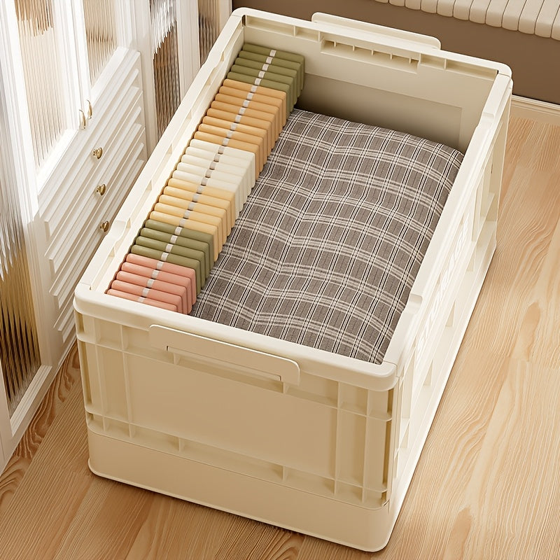 Industrial style folding storage box, convenient lid storage box with wheels, multi-functional mobile storage cabinet