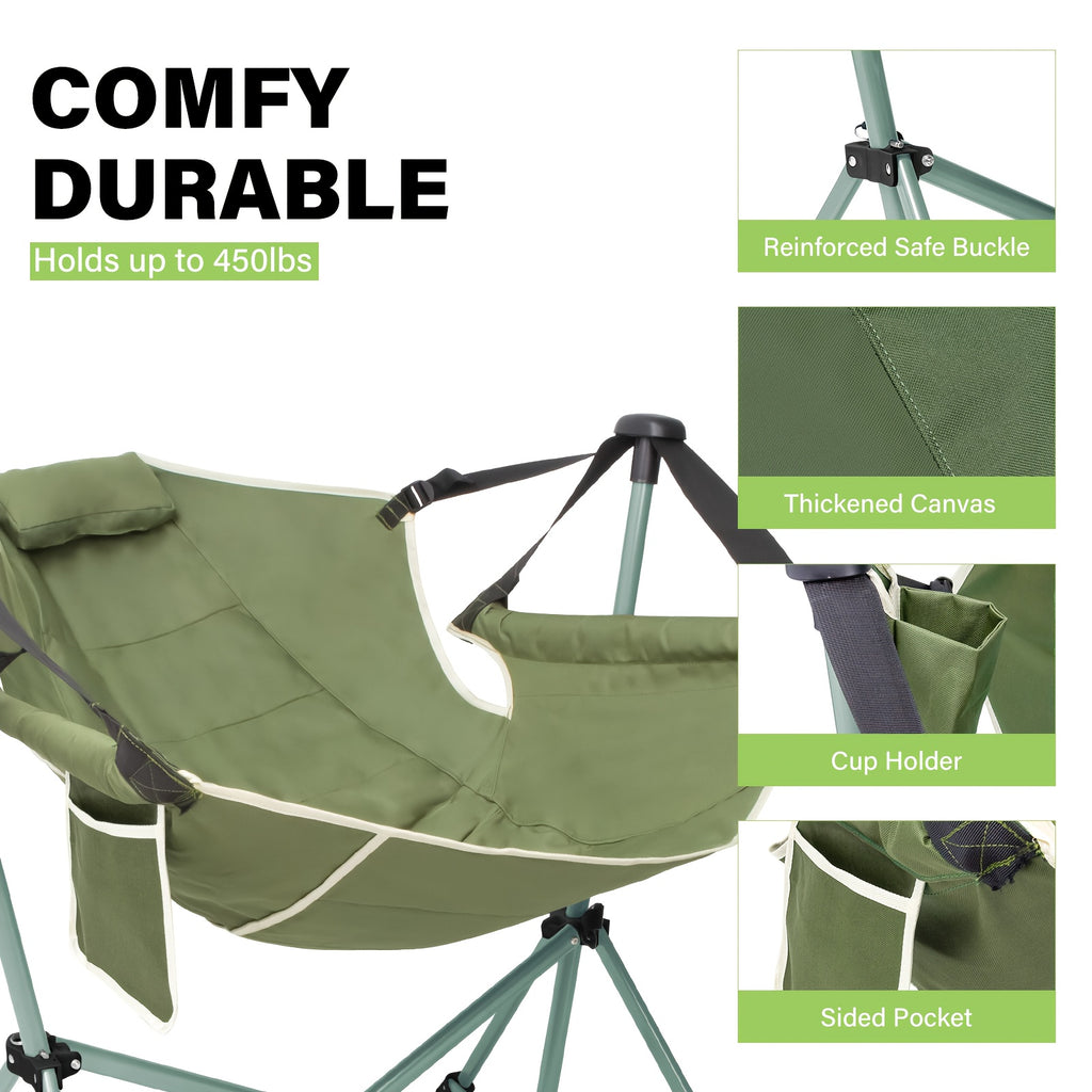 SZHLUX Folding Camping Chair, Portable Rocking Camping Chair Collapsible Outdoor Camping Chair