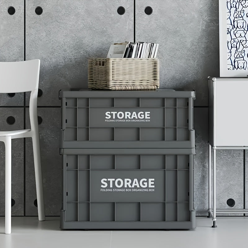 Large Capacity Foldable Outdoor Storage Box with Wheels, Waterproof Plastic Material