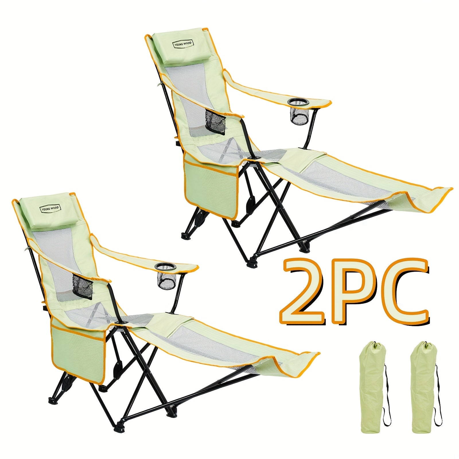 Walker Camping Chairs for Adults - 6-Legged Heavy-Duty Folding Lounge Chair with Footrest