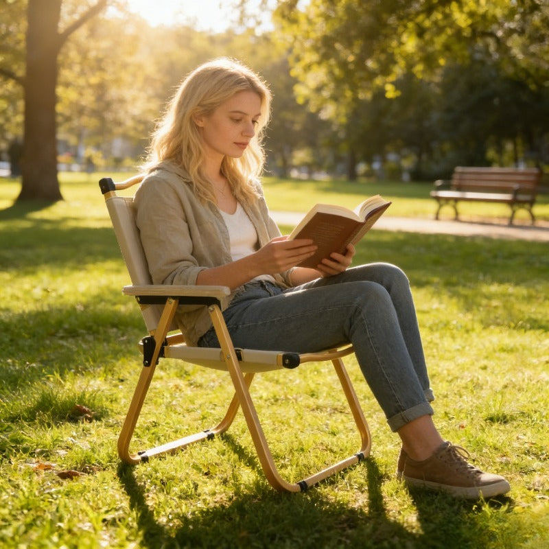 Portable Folding Camping Chair | Ergonomic Backrest and Armrests, Sturdy A-Frame Design