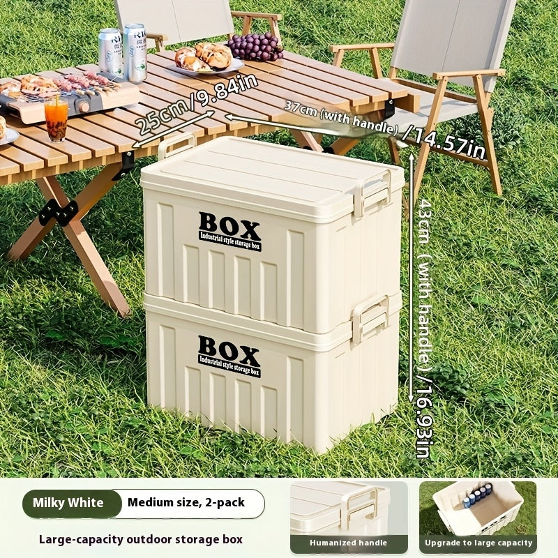 1pc Large Heavy-Duty Plastic Outdoor Storage Box with Snap-Lid