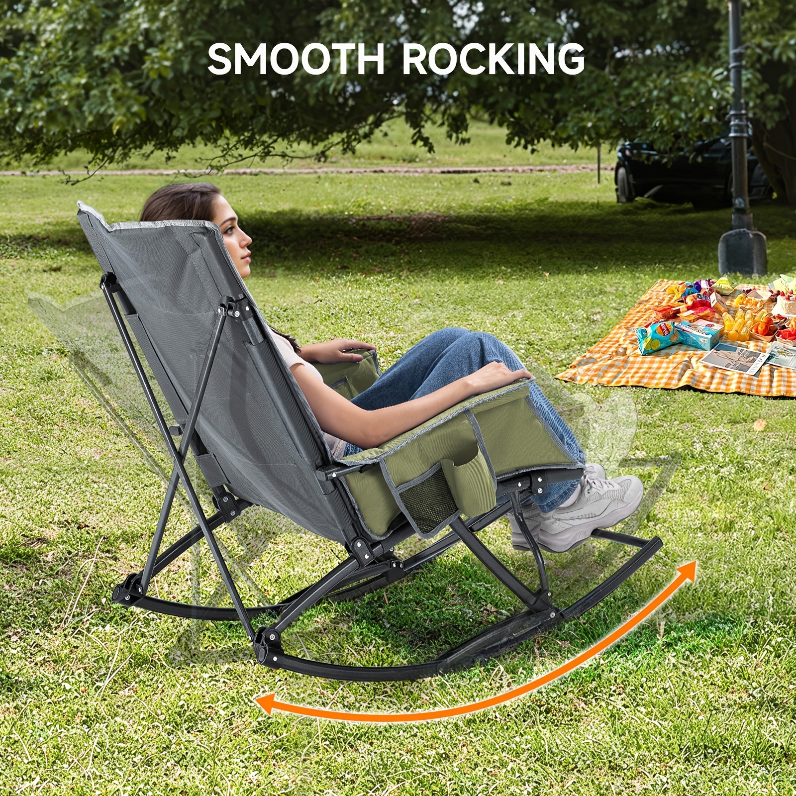 Lawn Chairs, Camping Chairs for Adults, Folding Chair for Outside 330 Lbs Capacity