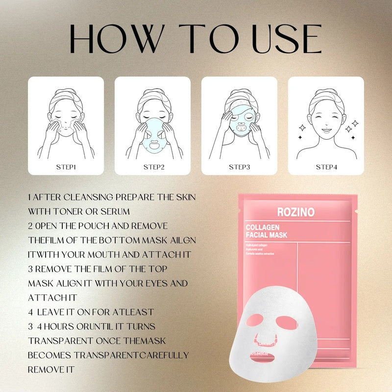 Biological collagen facial mask - moisturizing, pore shrinking, and tightening - enhance skin moisture, shrink pores, enhance elasticity, and glow youthful beauty facial mask