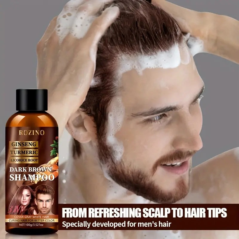 Boosted by Ginseng & Turmeric! Rozino Men’s Shampoo, Cover Gray Hair & Renew