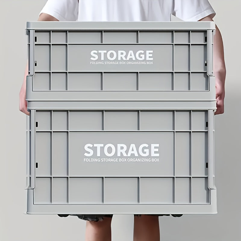 Large Capacity Foldable Outdoor Storage Box with Wheels, Waterproof Plastic Material