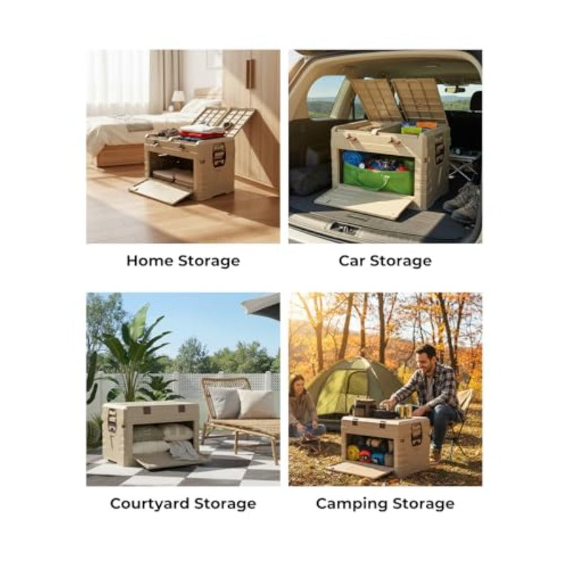 60L Foldable Storage Box with handles Double-Layer Storage Box with Lids ideal