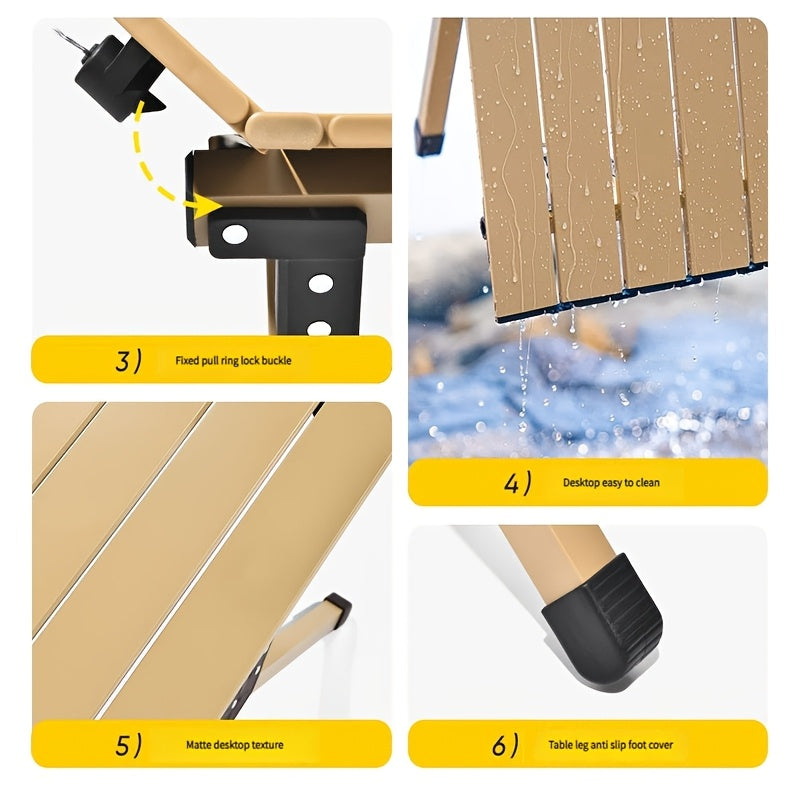 Taomasi Outdoor Camping Aluminum Alloy Egg Roll Table, Portable Folding Camping Table