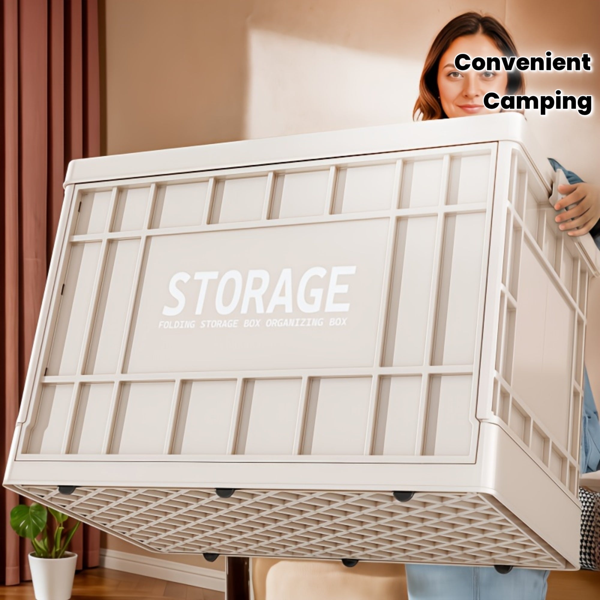 Industrial style folding storage box, convenient lid storage box with wheels, multi-functional mobile storage cabinet
