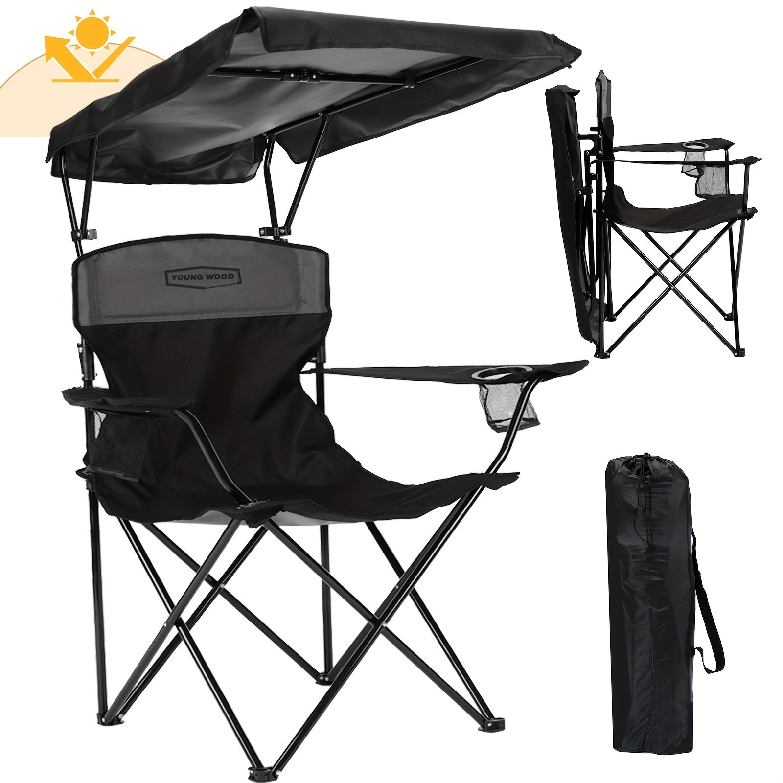 Portable Outdoor Chair Designed for Camping, Featuring a Sturdy Shade Canopy