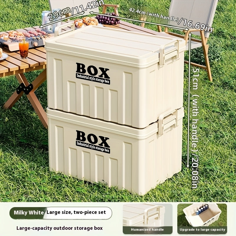 1pc Large Heavy-Duty Plastic Outdoor Storage Box with Snap-Lid