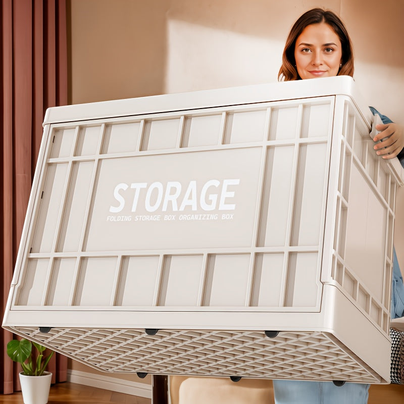 Industrial style folding storage box, convenient lid storage box with wheels, multi-functional mobile storage cabinet