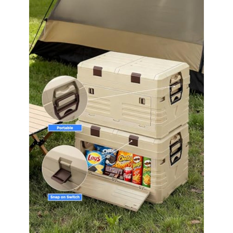 60L Foldable Storage Box with handles Double-Layer Storage Box with Lids ideal