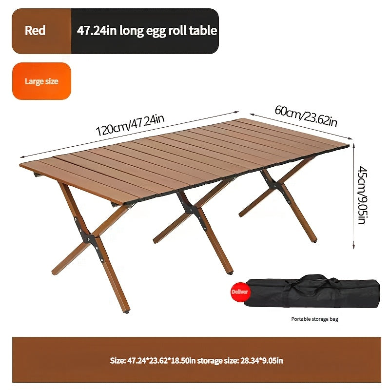 Taomasi Outdoor Camping Aluminum Alloy Egg Roll Table, Portable Folding Camping Table