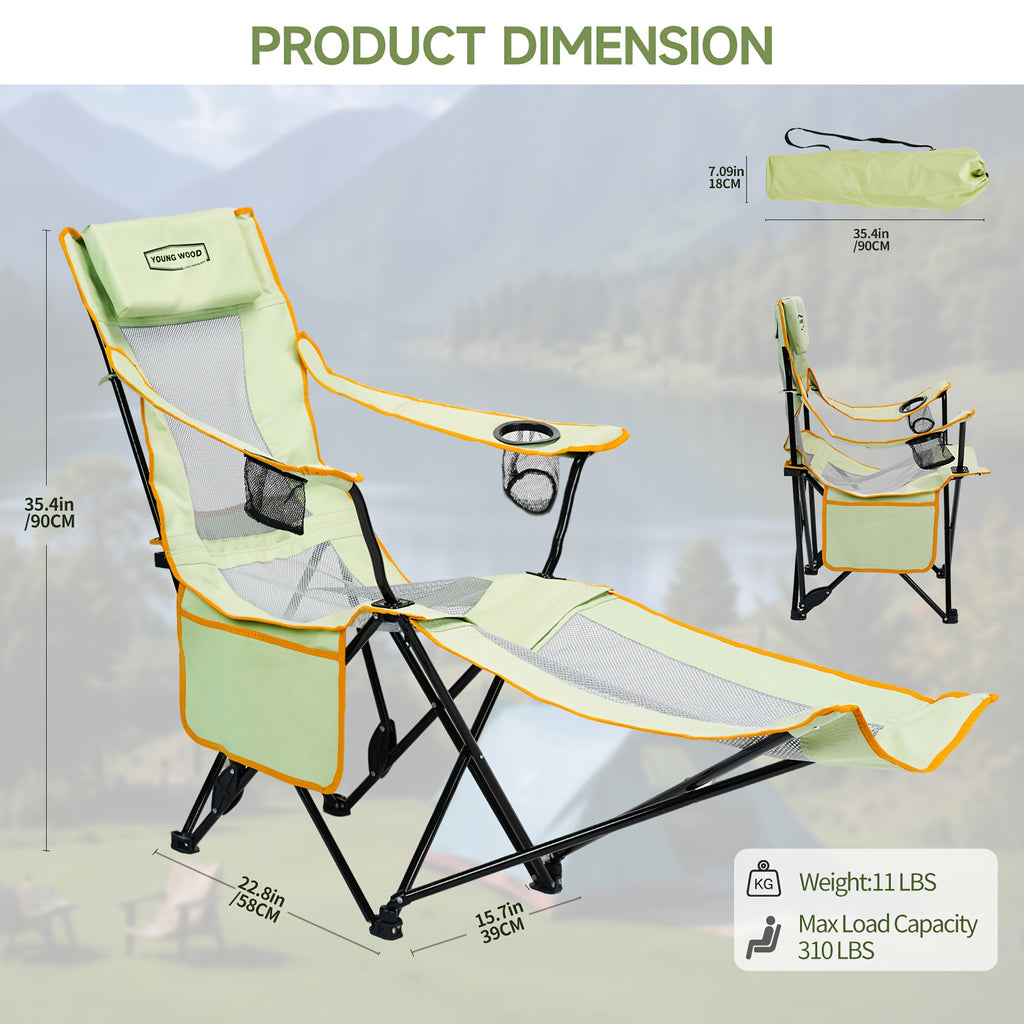 2-in-1 Reclining Camping Chair with Footrest