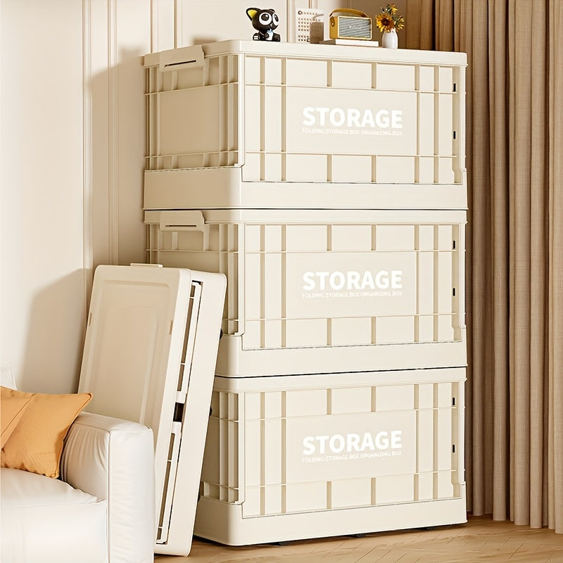 Industrial style folding storage box, convenient lid storage box with wheels, multi-functional mobile storage cabinet
