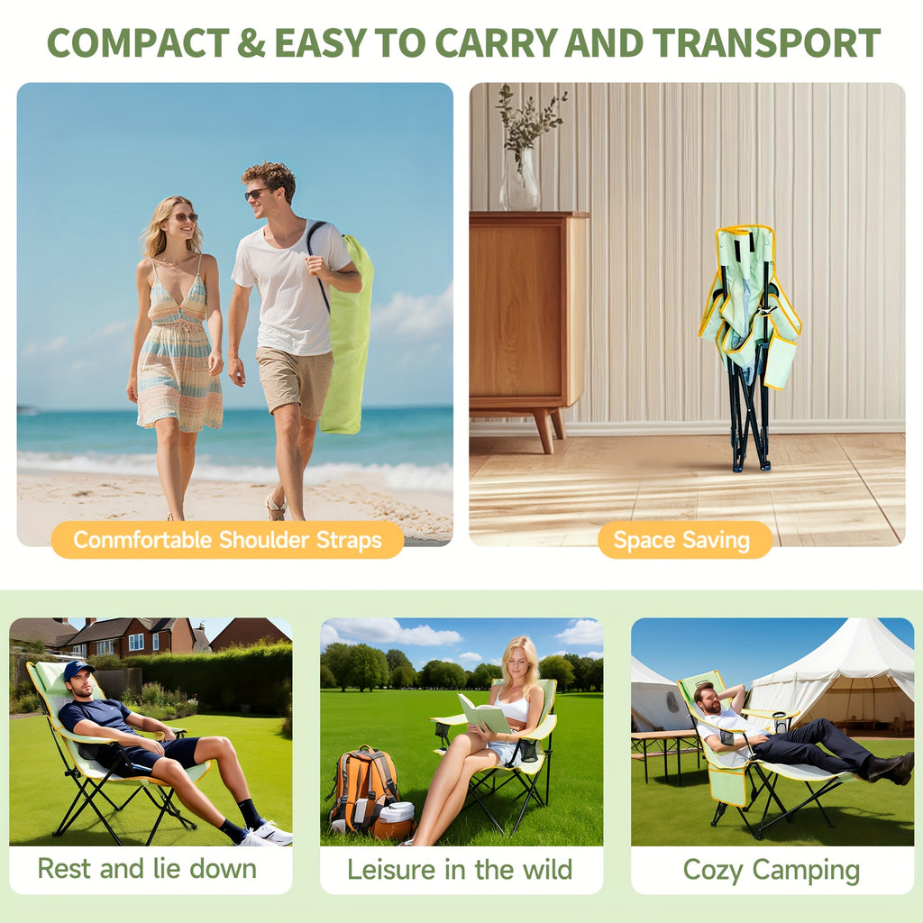 2-in-1 Reclining Camping Chair with Footrest