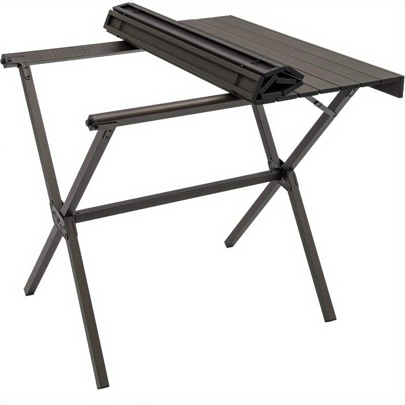 Heavy-Duty Folding Camping Table with Smooth Easy-Clean Roll Top