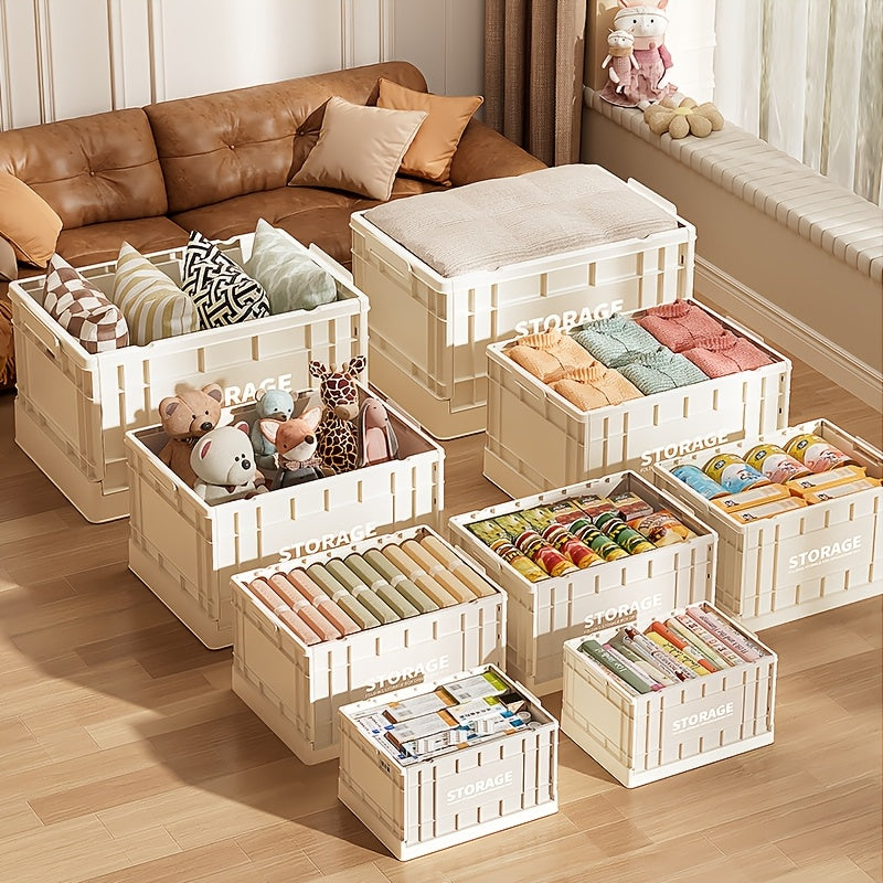 Industrial style folding storage box, convenient lid storage box with wheels, multi-functional mobile storage cabinet