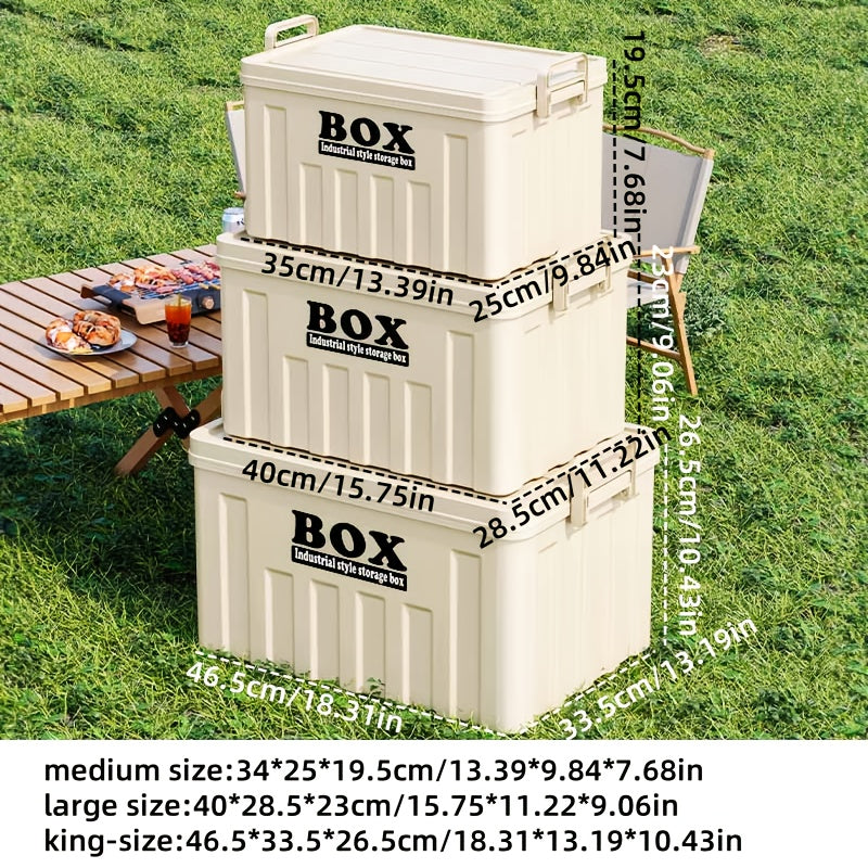 1pc Large Heavy-Duty Plastic Outdoor Storage Box with Snap-Lid