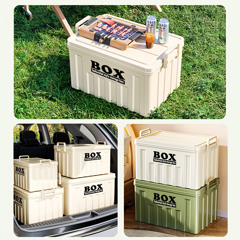 1pc Large Heavy-Duty Plastic Outdoor Storage Box with Snap-Lid