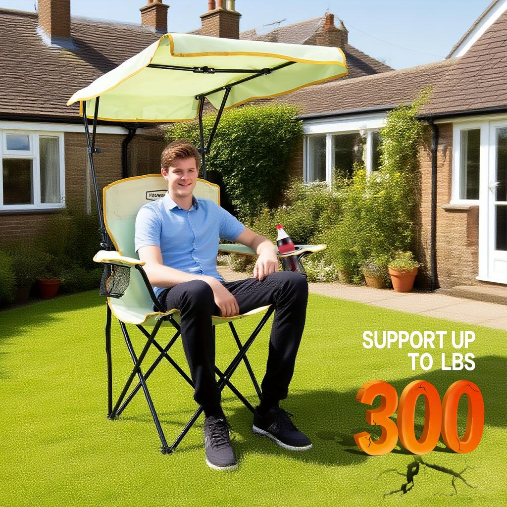 Portable Outdoor Chair Designed for Camping, Featuring a Sturdy Shade Canopy