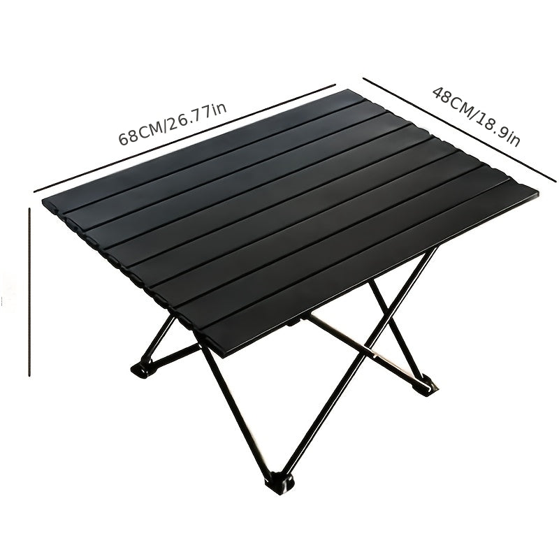 1pc Aluminum Egg Roll Table | Foldable Portable Camping Table with Sturdy X-Shaped Support