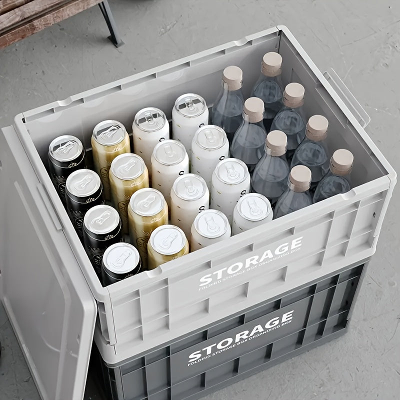 Large Capacity Foldable Outdoor Storage Box with Wheels, Waterproof Plastic Material