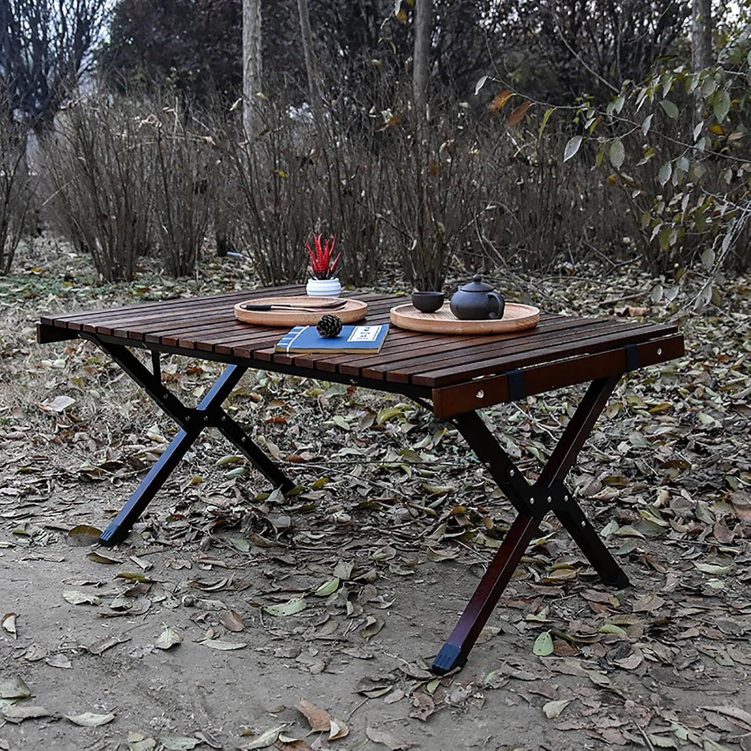 Outdoor patio folding egg roll table portable beech folding table camping picnic table