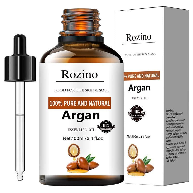 Rozino 100% Pure Natural Argan Essential Oil - Nourish Skin & Soul Herbal Hair Serum with SPF 15 curly  hair  oil  treatment