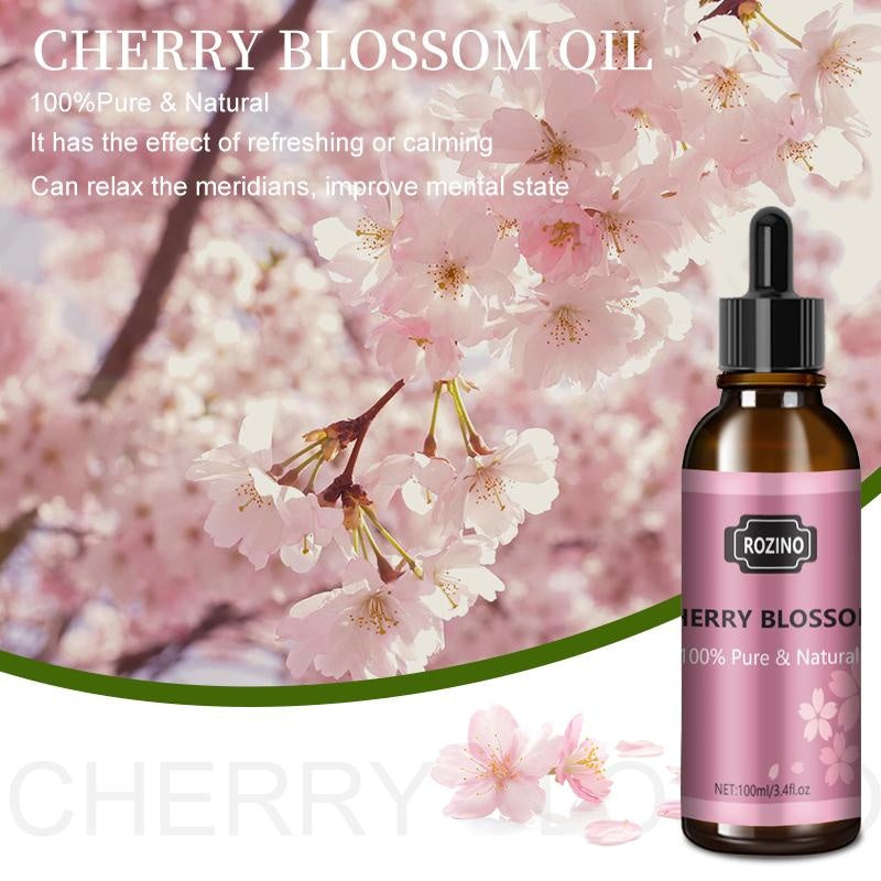 Rozino 100% Pure Natural Cherry Blossom Oil - Safe & Sustainable Curly Hair Treatment Blend for Haircare - 100ml Bottle