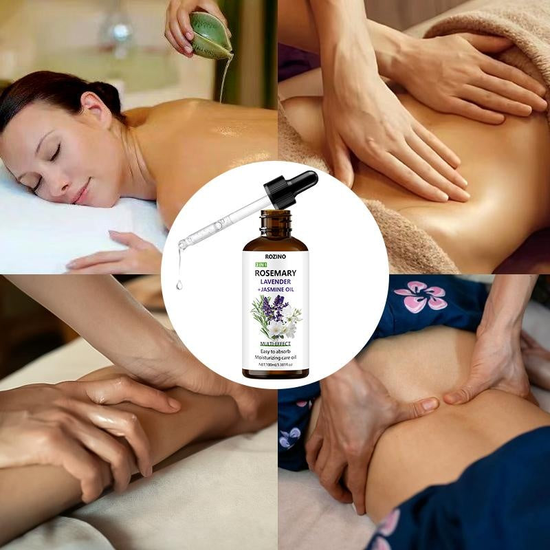 ROZINO 3 IN 1 ROSEMARY LAVENDER + JASMINE OIL Moisturizing Care Oil for Whole Body Easy Absorption Hydrating & Smooth Formula 100ml