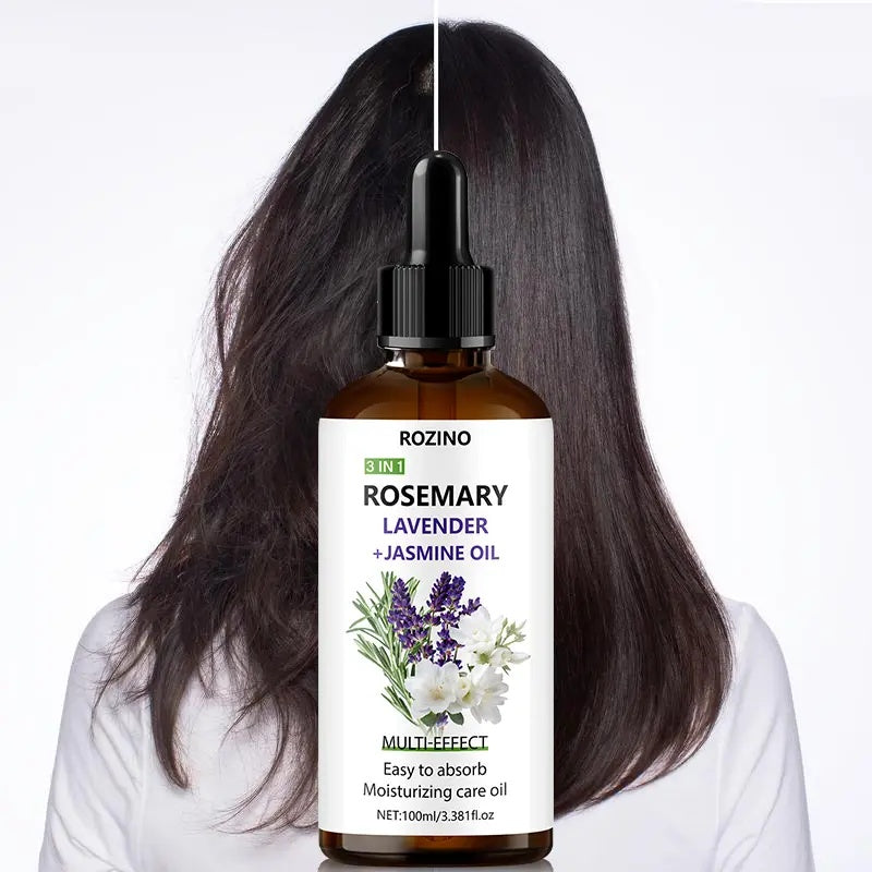 ROZINO 3 IN 1 ROSEMARY LAVENDER + JASMINE OIL Moisturizing Care Oil for Whole Body Easy Absorption Hydrating & Smooth Formula 100ml