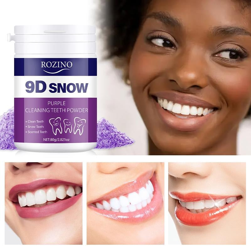 ROZINO 9D Snow Purple Cleaning Teeth Powder - Gentle Non-Irritating Formula for Fresh Breath & Strong Teeth Gums - 80g Single Item