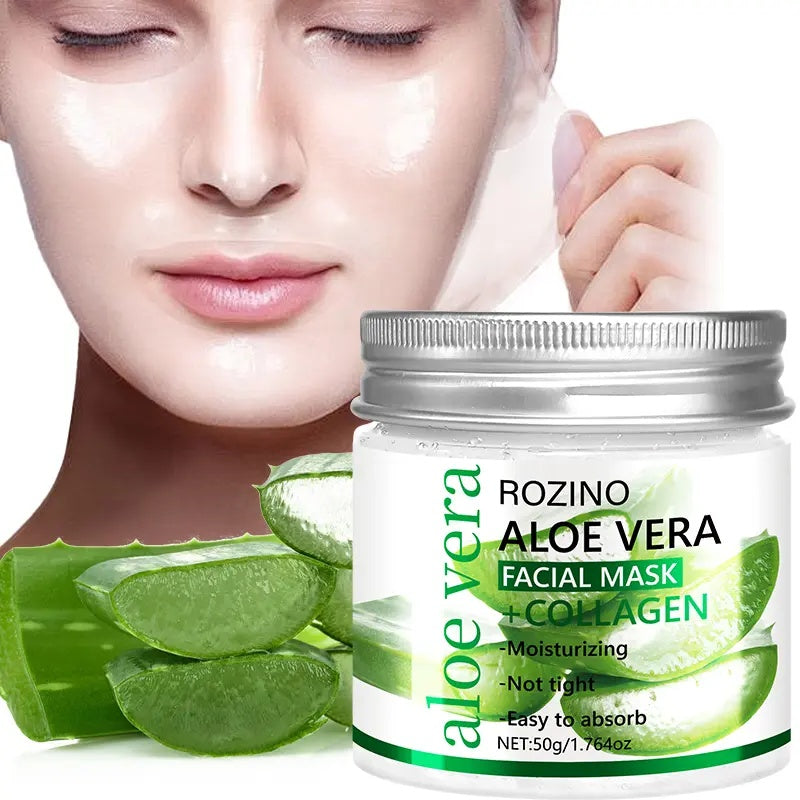 Rozino Aloe Vera & Collagen Facial Mask - Moisturizing Night Care for Smooth Soft Skin Texture - 50g