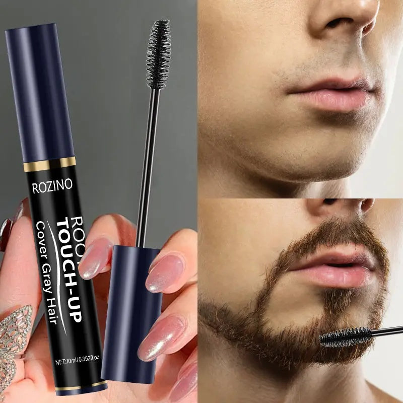Rozino Beard Root Touch-Up - Covers Gray Hair, Gentle & Skin Friendly, Fast Application, Natural Film-Forming Formula, Smooth Silky Paste for Rich Beards