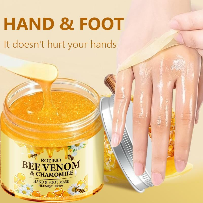 ROZINO Bee Venom & Chamomile Hand & Foot Mask - Intense Moisturizing, Hydrating, Nourishing & Exfoliating Formula for Dry Skin Care 150g