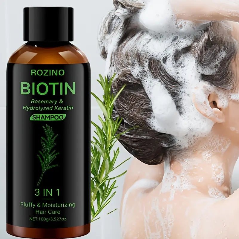 Rozino Biotin Rosemary Shampoo: 3 - in - 1 with Hydrolyzed Keratin for Premium Hair Care