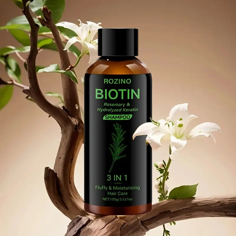 Rozino Biotin Rosemary Shampoo: 3 - in - 1 with Hydrolyzed Keratin for Premium Hair Care