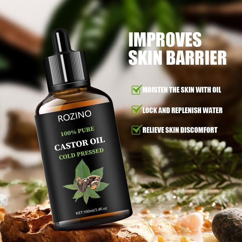 ROZINO Castor Oil: All - in - One Care for Hair, Skin & More! Cold - Pressed & Pure