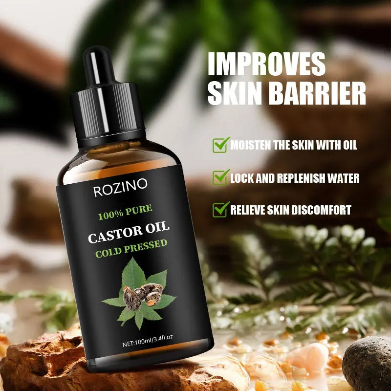 ROZINO Castor Oil: All - in - One Care for Hair, Skin & More! Cold - Pressed & Pure