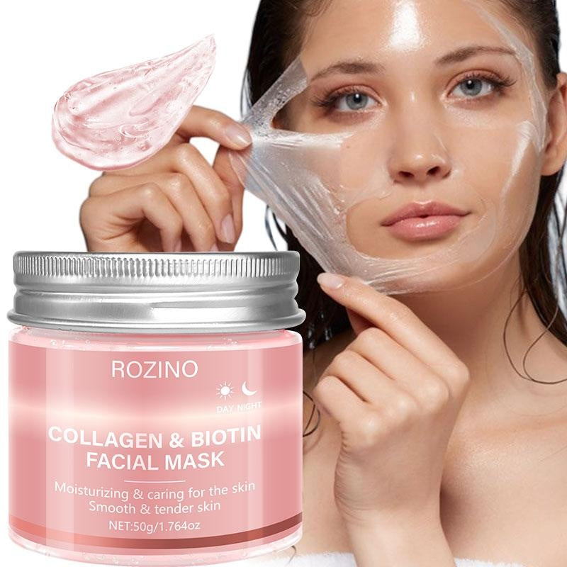 ROZINO Collagen & Biotin Facial Mask - Hydrating & Caring for Smooth & Tender Skin - 50g